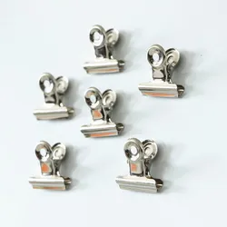 6 pz 22mm 30mm Rotondo Magnetico Clip In Metallo per Lavagna argento Bulldog clip In acciaio inox clip del biglietto di cancelleria di Forniture per ufficio