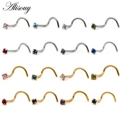 Alisouy 1Pc Crystal Surgical Stainless Steel Nose Ring Piercing Nez Nose Piercing Stud Cartilage Piercing Nariz Body Jewelry