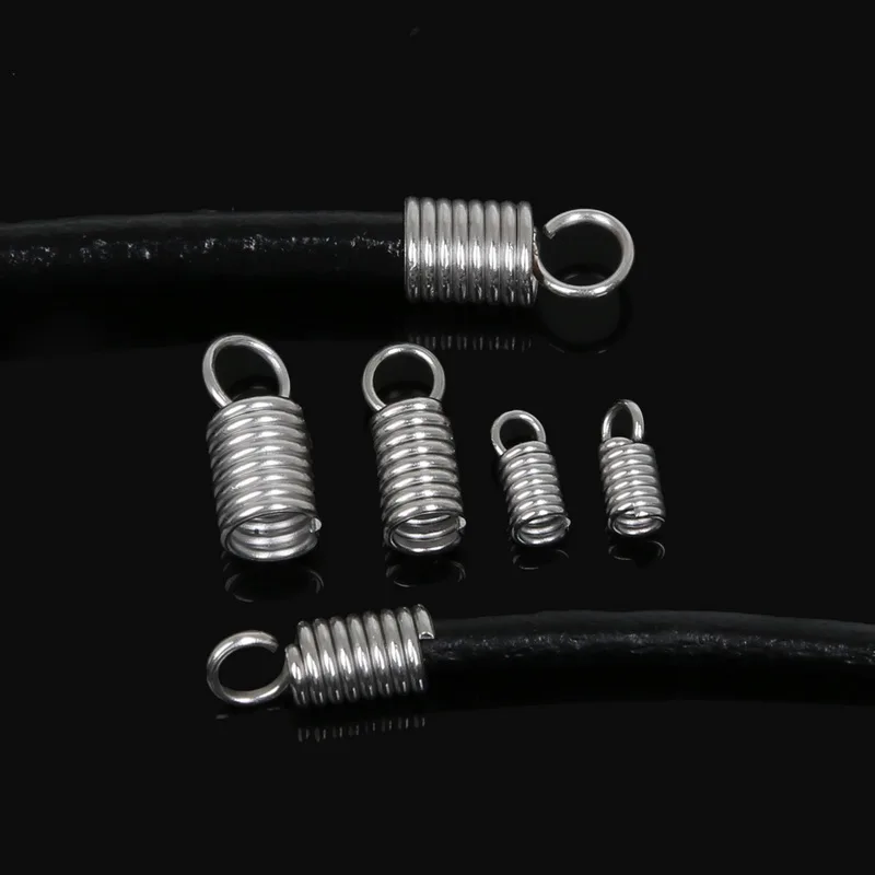 Wholesale 50pcs/lot(Fit 2mm 3mm 4mm Rope Chain) Stainless Steel Cord Crimp End Cap For Jewelry Making