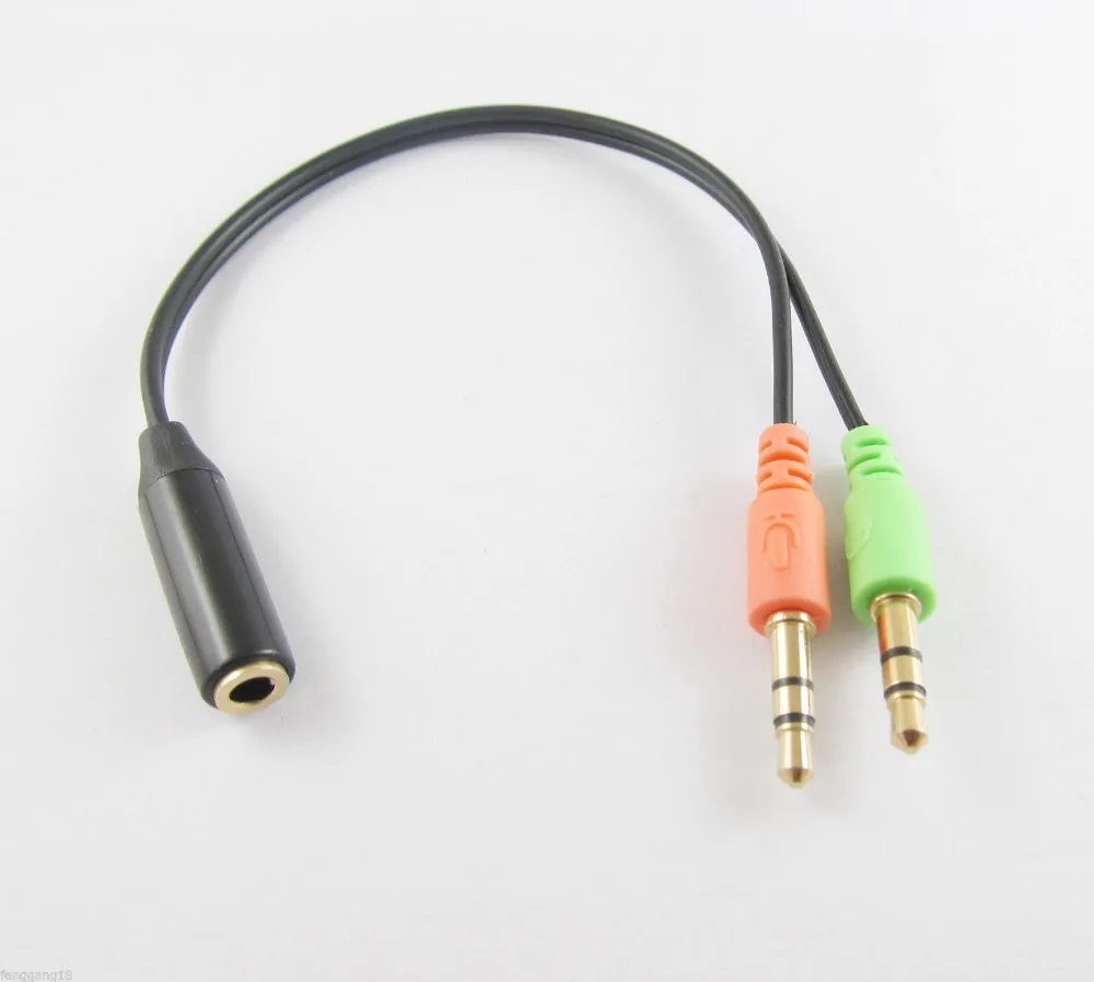 1 pc 3.5mm Female Naar Dual 3.5mm Male Smartphone Headset Om PC Adapter Audio Kabel 20 cm