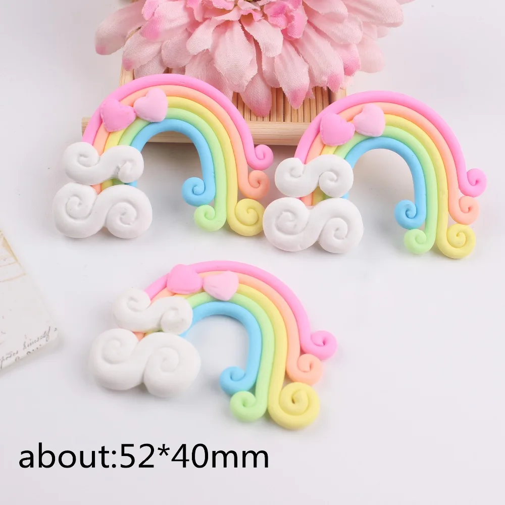 10pcs/lot kawaii  polymer clay rainbow with heart new arrival