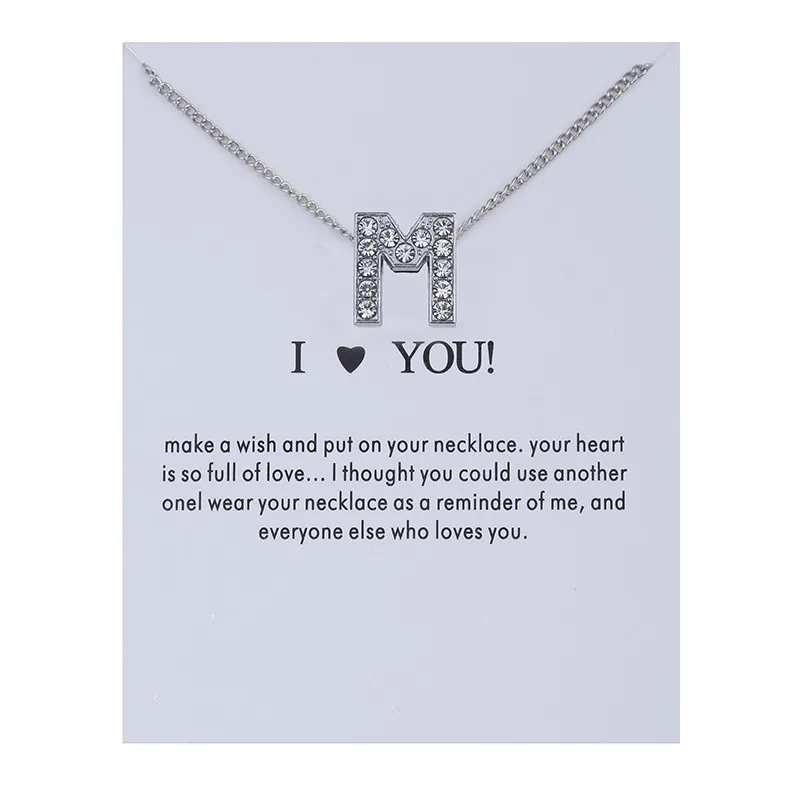 Women Name Personality Alphabet Initial Letters Message Card Necklace Pendant Women Necklaces I Love You Jewelry Gifts
