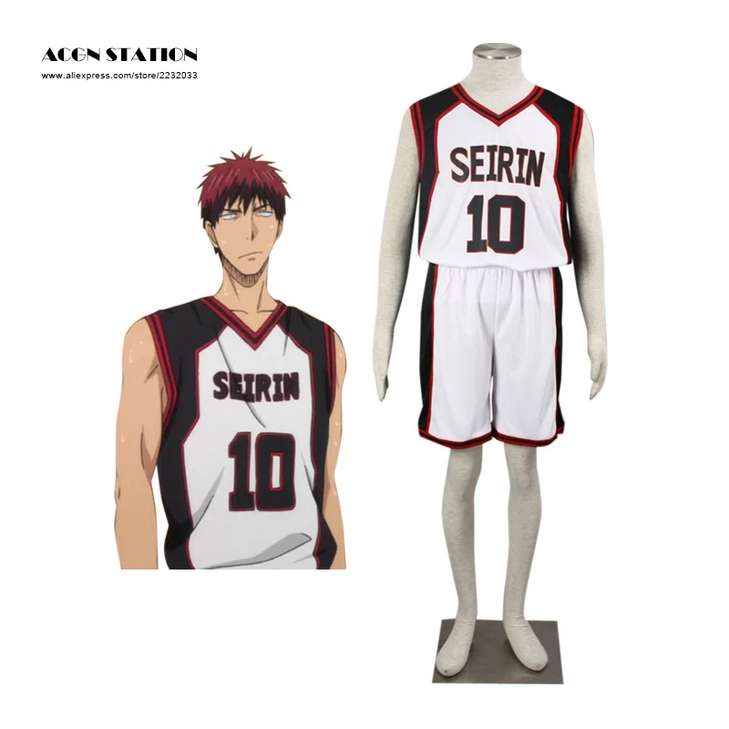 Free Shipping Cosplay Kuroko No Basuket Anime Seirin Kagami Taiga #10 Basketball Jersey Halloween Costume