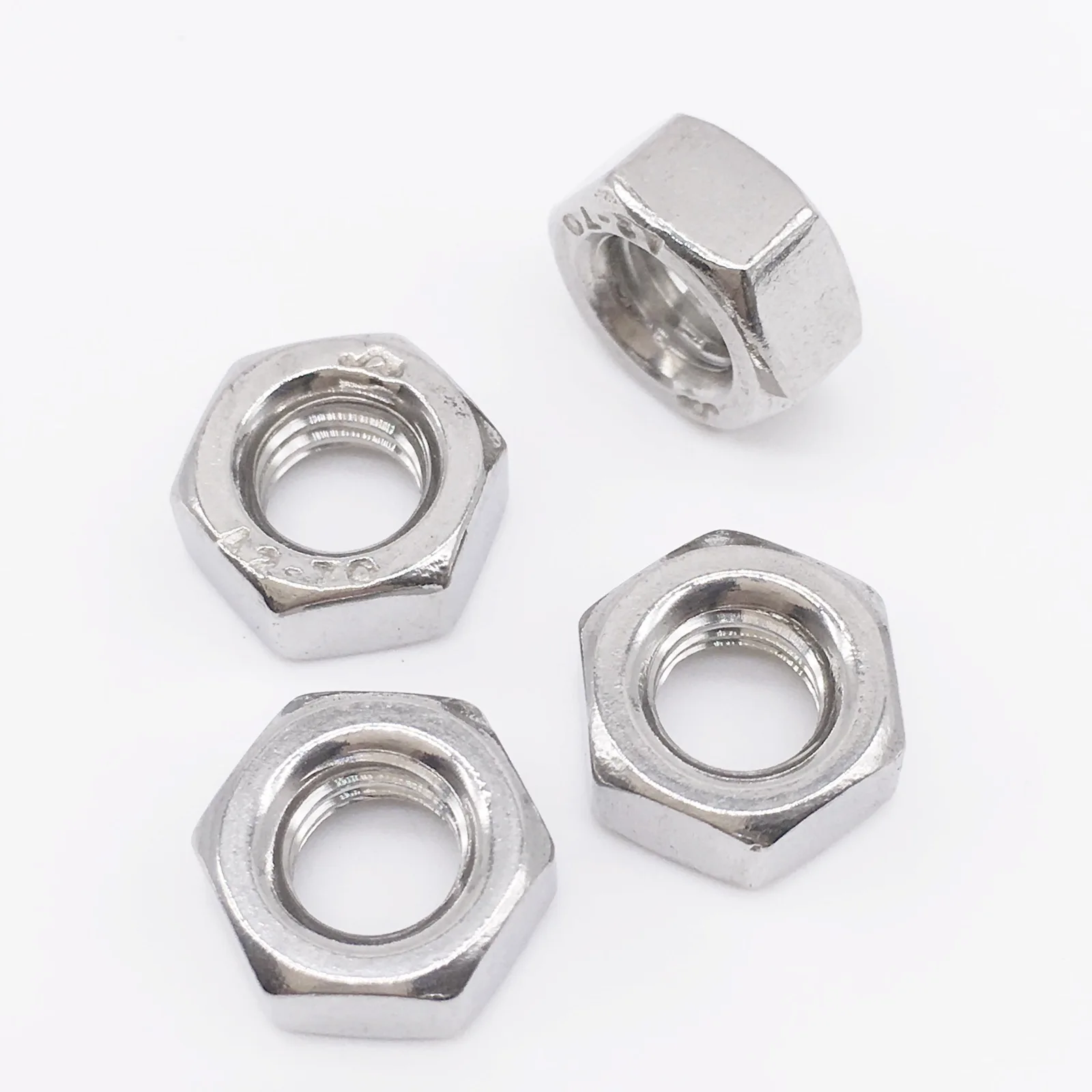 

M10 Nuts Hex Stainless Steel Silver Metric Pitch 1.5mm DIN934 Pack 50