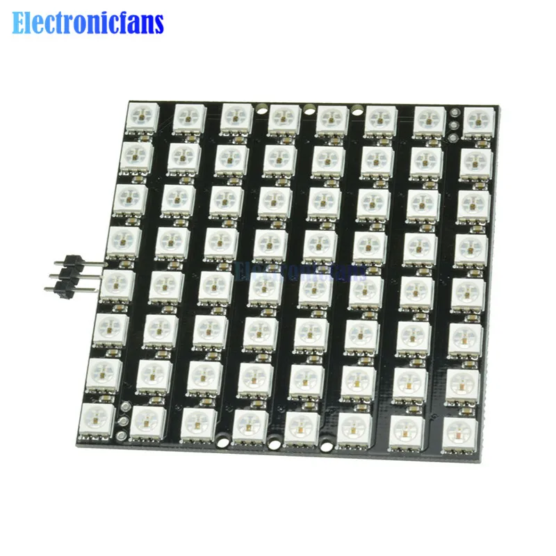 8*8 64 LEDs 5050 RGB WS2812 WS2812B Full Color Flexible LED Panel Driver Board For Arduino