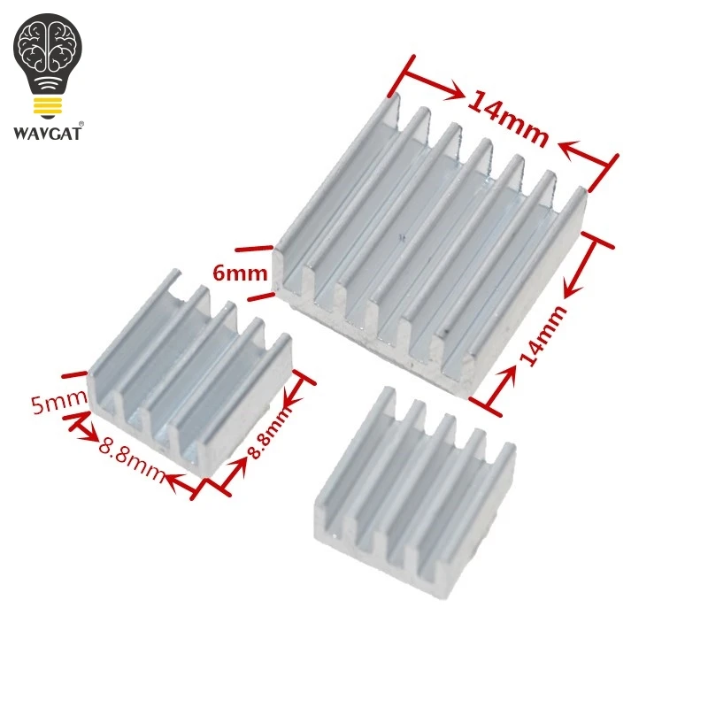 3PCS Adhesive Raspberry Pi Heatsink Cooler Pure Aluminum Heat Sink Set Kit Radiator For Cooling Raspberry Pi 2 B