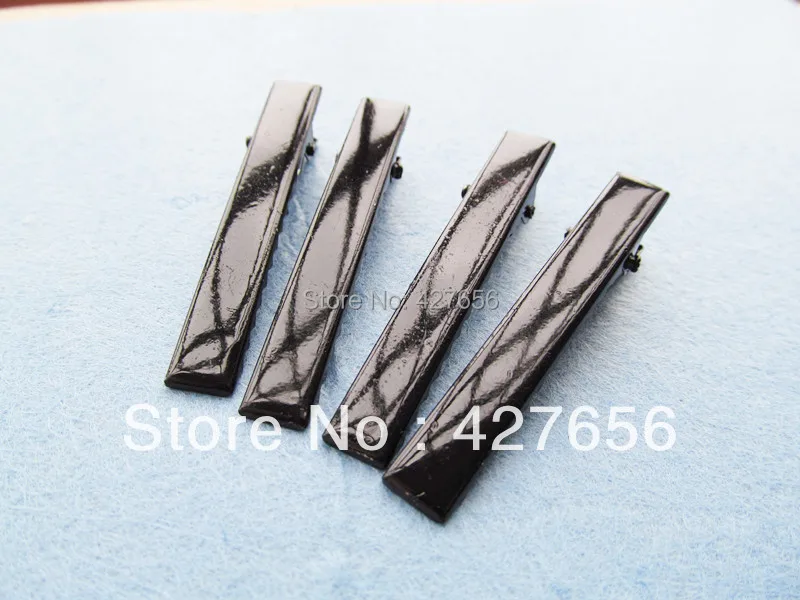 50pcs 11.3mmx57mm Silver tone/Black Long Hair Clips,Single Prong Pinch Alligator Clip,Teeth Clips,Metal Hairpins, Hair Accessory