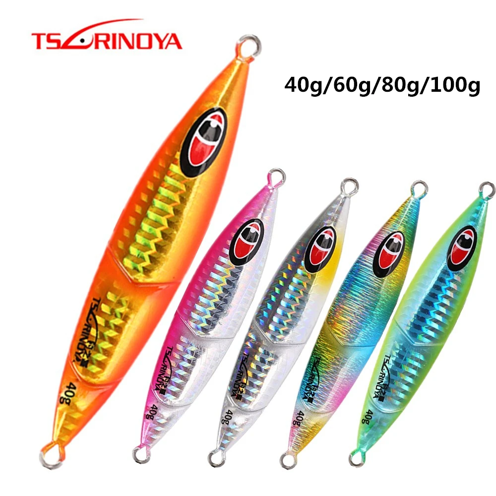 TSURINOYA Metal Slow Jigging Bait 40g 60g 80g 100g Ocean Jig Luminous Sinking Hard Lure Trolling Wobbler Sea Fishing Tackle