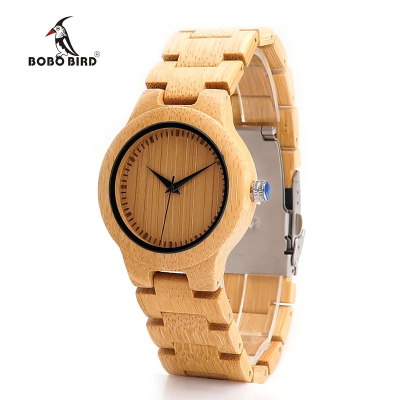 BOBO BIRD Women\'s Bamboo Wooden Wrist Watch With Full Wood Links Ladies\' Unique Casual Quartz Watches