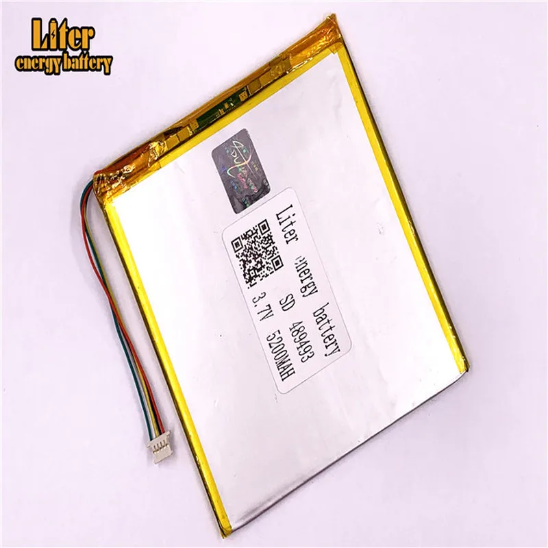 plug 1.0-5P 3.7v 489493 459595 5200mah Polymer Lithium Li-Po Rechargeable Battery For MP5 GPS DVD E-book Tablet PC video gamey