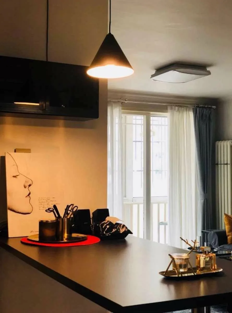 Modern Black Metal Long Wire Design LED Pendant Lights Geometric Kitchen Hanging Lamp Bedside Lighting Home Decor Light Fixture