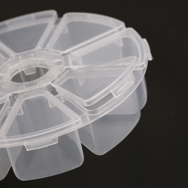 6 slots/8 slots round Compartment Plastic Storage Box for Beads earrings Adjustable Jewelry Container Transparent Box Case