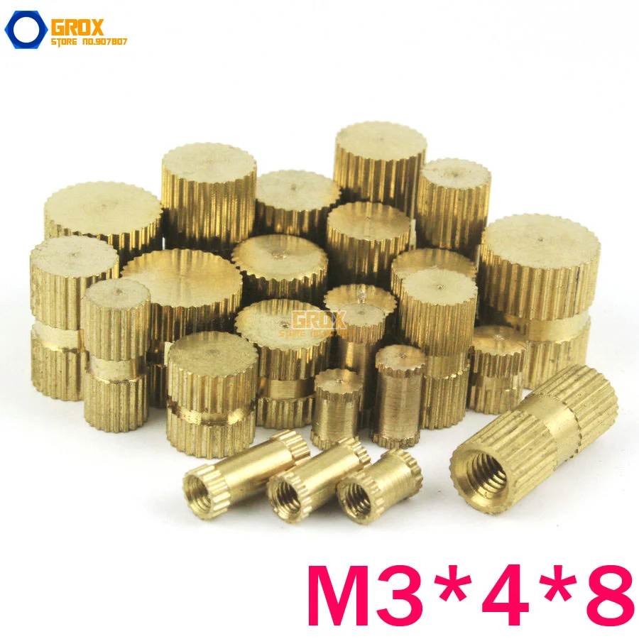 

200 Pieces M3*4*8mm (ID*OD*Length) Brass Blind Knurl Nut Insert Thumb Nut