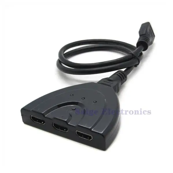 HDMI Switch 3 in 1 Out Pigtail Adapter HDMI Auto Extender Switcher Splitter Hub with Cable for HDTV 1080P