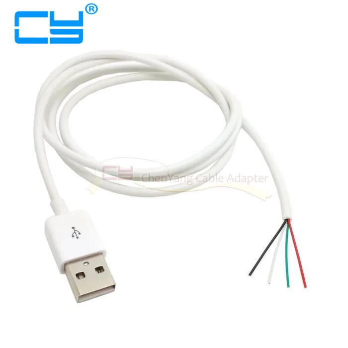 USB 2.0 نوع ذكر إلى 4 أسلاك كابل مفتوح DIY بها بنفسك OEM أبيض وأسود اللون 80 سنتيمتر