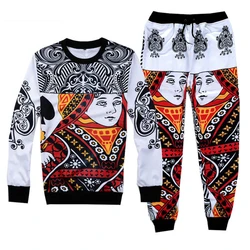 2024 Novelty Harajuku Poker spades queen print 3D sweatsuit fashion tracksuit men/women joggers pants+hoodies 2 piece set R2390