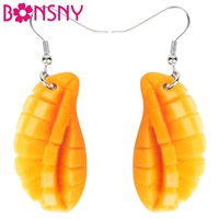 Bonsny Acrylic Big Yellow Mango Earrings Dangle Drop Long Summer Tropic Fruit Food Jewelry For Women Girl Ladies Teens Gift Bulk