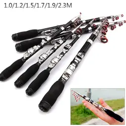 Mini Portable Telescopic Fishing Rod Spinning Carbon Fish Hand Fishing Tackle Sea Rod Fishing Pole 1.0m-2.3m