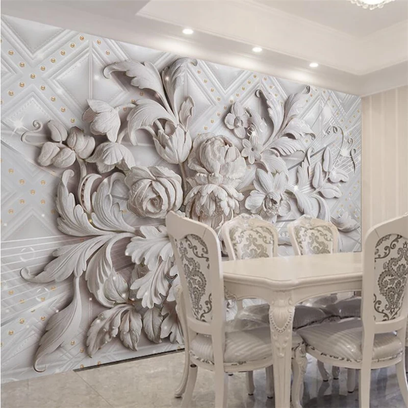 

Beibehang Custom wallpaper 3d photo murals Aesthetic European-style embossed bedroom restaurant background wall paper painting