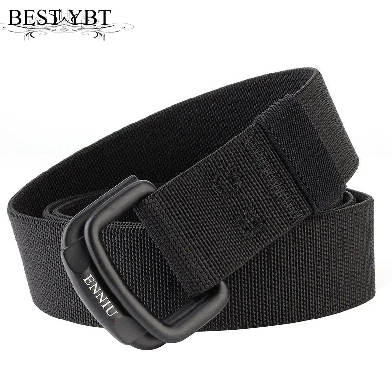 YBT – ceinture en toile élastique unisexe, en alliage tissé, double anneau, boucle, tendance, décontractée, pour homme et femme, cowboy en plein air