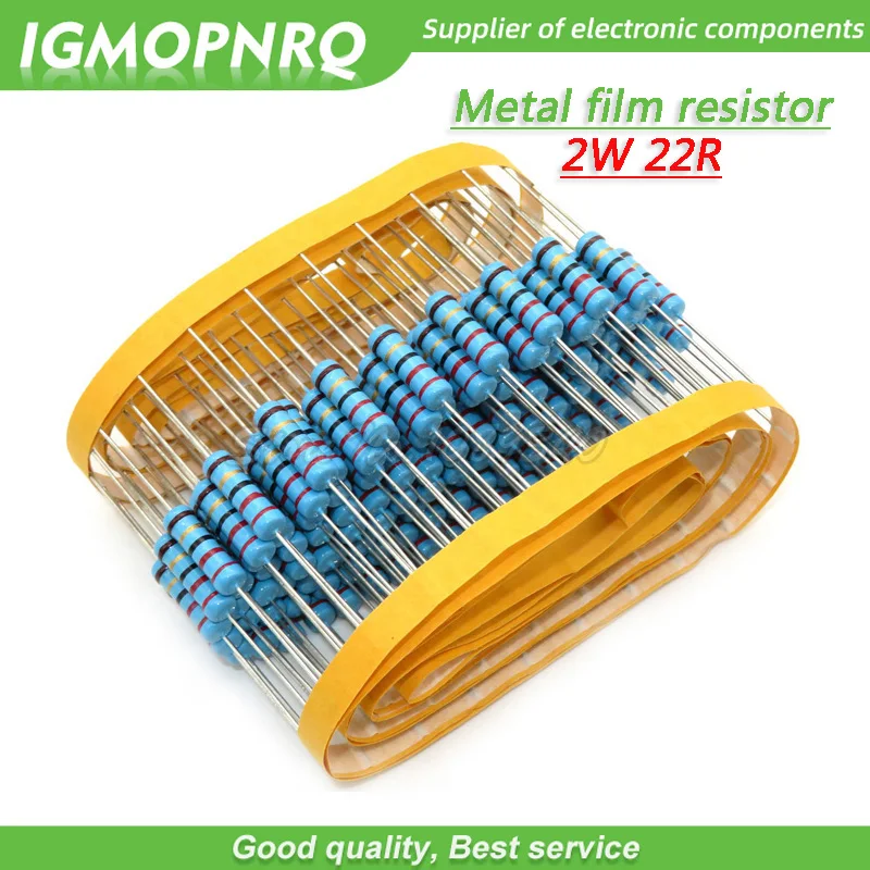 20 Pcs 22 Ohm 2W 22R Resistor Film Logam 2 Watt Perlawanan Igmopnrq