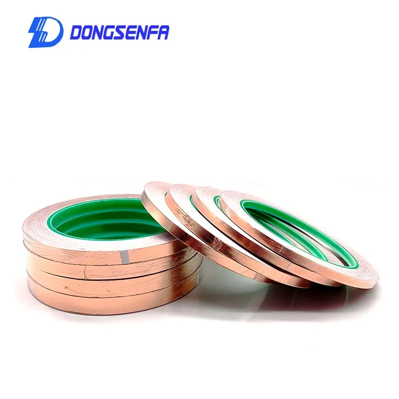 DONGSENFA 20M Double guide copper foil tape Pure copper Conductive adhesive tape Shield tape Single side glue Soldering tin