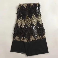Nigerian-Lace-Fabrics Nice Net Fabric French Lace Fabric 2021 High Quality Sequin Fabric Sequin Trim For Women Dress J20601