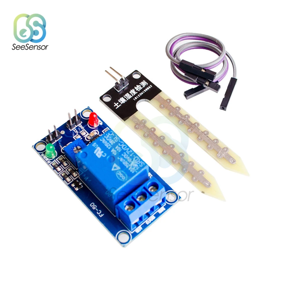 DC 12V Soil Moisture Sensor Relay Control Module Hygrometer Measure Tools Automatic Watering Humidity Starting Switch