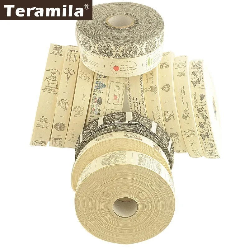 Teramila Cotton Garment Labels Ribbons 2m/Lot Etiquetas Handmade DIY Sewing Craft Clothes Quilt Accessories 2.5cm 3cm 4cm Width