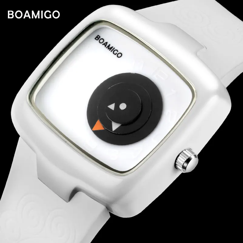 fashion women watches BOAMIGO brand creative ladies quartz watches girl white rubber wristwatches gift clock relogio feminino