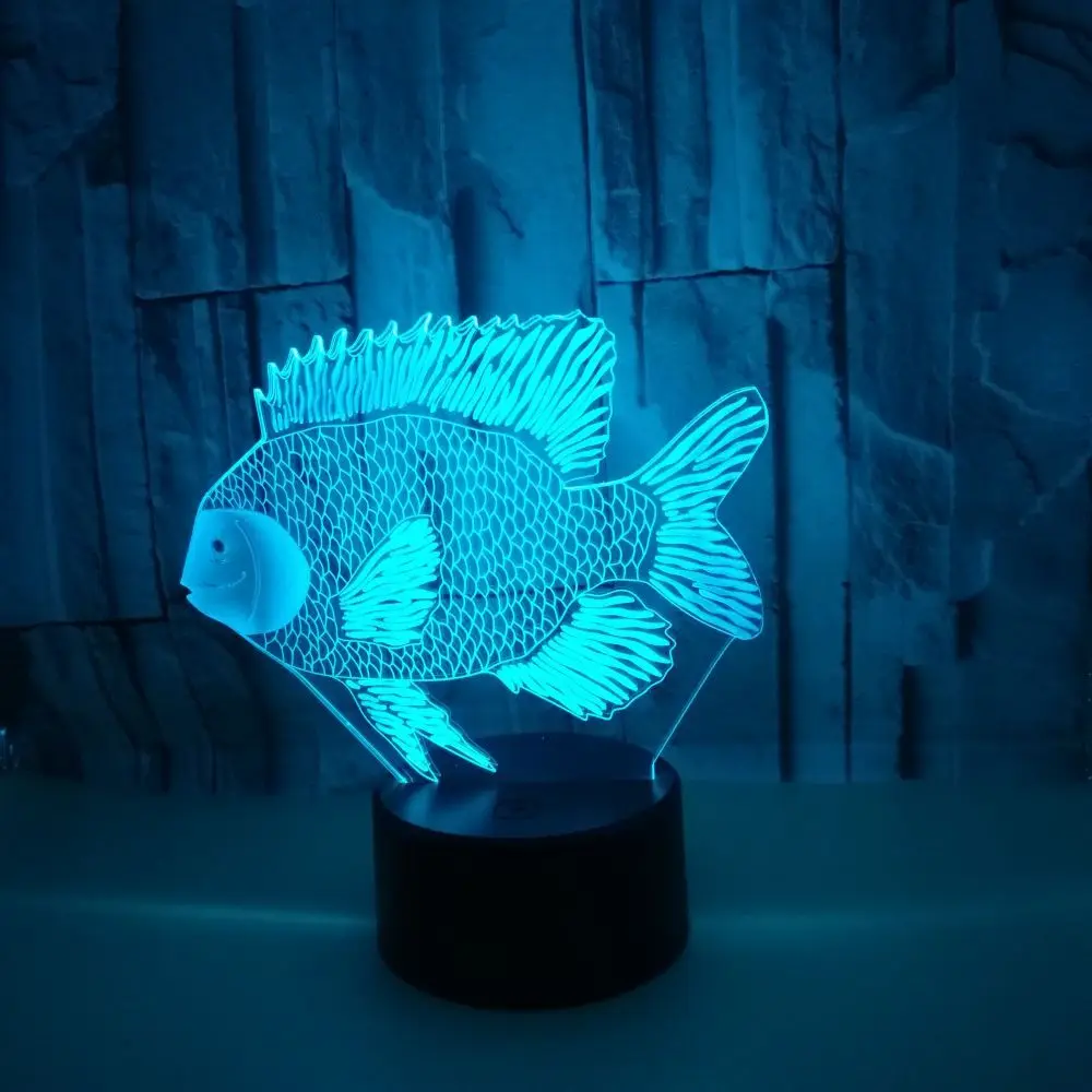 Creative New Fish 3d Lamp Colorful New Illusion 3d Night Light Kids Room Led Luminaria De Mesa Novelty  Light Fixtures