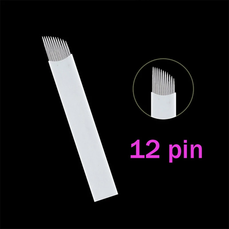 50PCS 0.25MM Tattoo Needles Agulhas Tebori 7/9/11pins Microblading Flex Curved Blades For Permanent Make Up Manual Eyebrow Pen