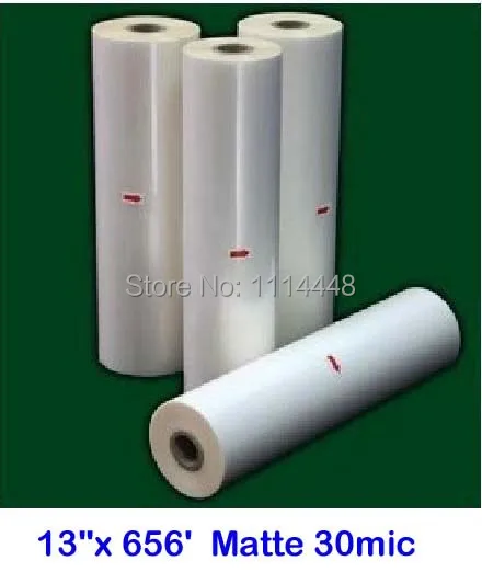 

2 Rolls 13"x 656' Matte Bopp Hot Laminating Film 1" Core for Lamination Laminate machine 30 mic