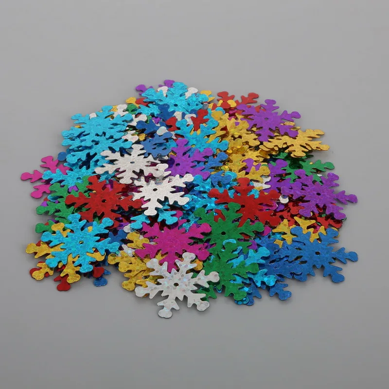 200PCS 25mm Snowflake Loose Sequins Paillette Sewing For Wedding Decoration DIY Scrapbook Craft Clothing Decor Button