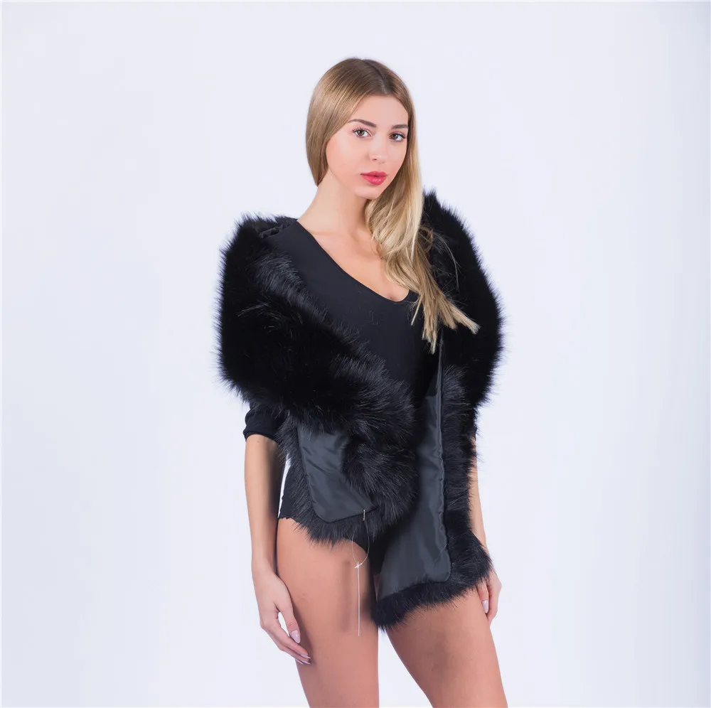 Jinjin.QC Winter Faux Fur Coats Luxury Fox  Imitation Mink for  Poncho Bridal Wedding Dress Shawl Cape Women Vest for coat