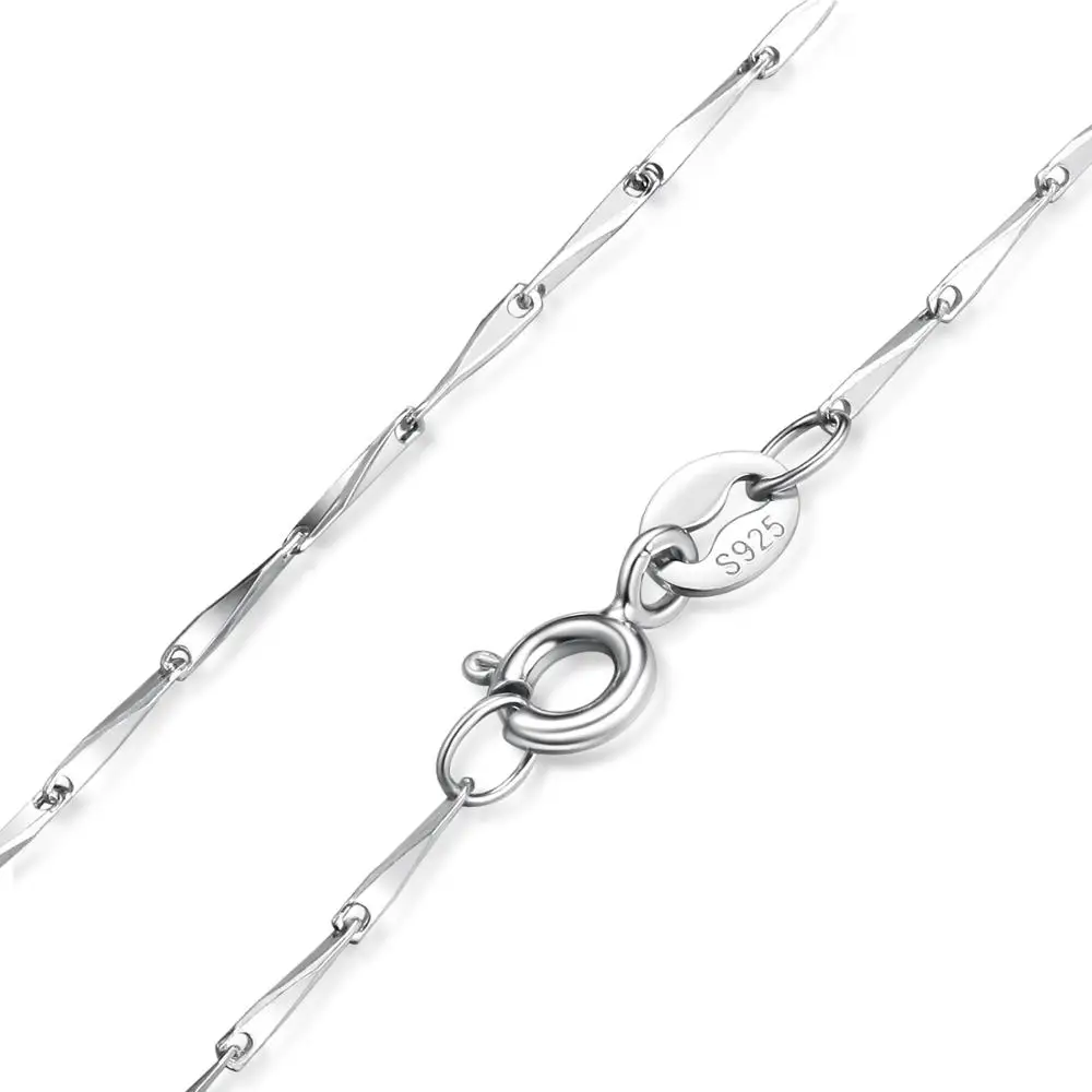 JewelryPalace Genuine 100% 925 Sterling Silver Necklace Ingot Twisted Trace Belcher Snake Bar Singapore Box Chain Necklace Women