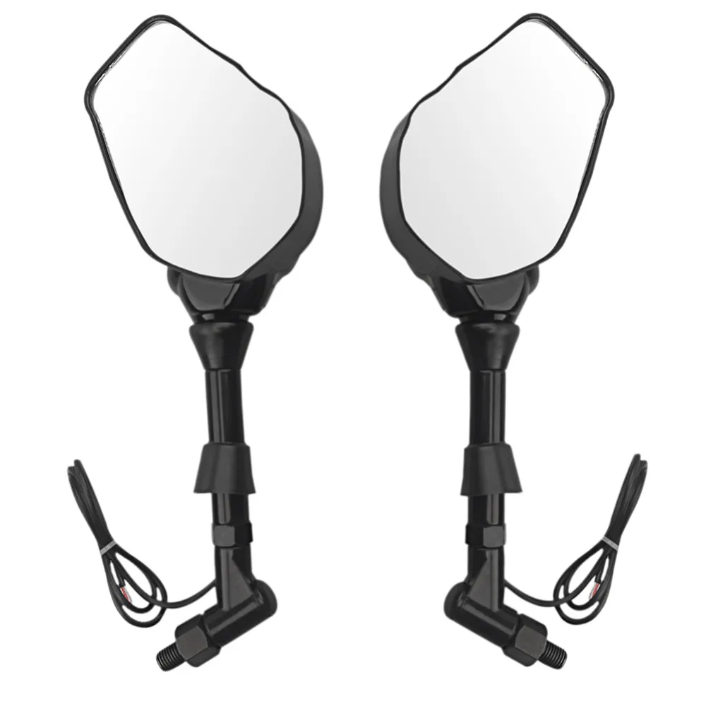 1 Pair 10mm Motorcycle Handlebar Skull Hand Pattern Ghost Claw Rearview Side Glass Mirror 12V LED light Modified Accessories