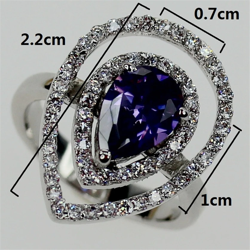 Fleure Esme vintage Wedding rings Jewelry & Accessories for women Purple Cubic Zirconia Rhodium Plated R434 size 6 7 8 9