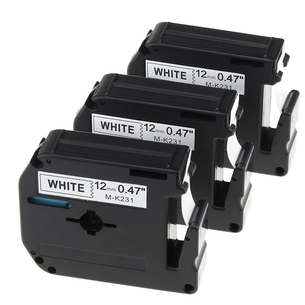 

3 Pack Compatible Brother M231 M-K231 12mm0.47 Black on White Label Tape for Brother P Touch Label Maker PT-90 PT-M95 PT-70BM