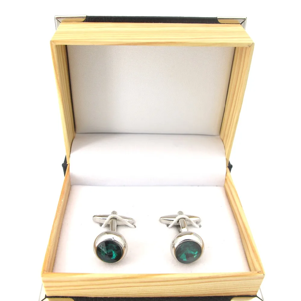 iGame Men\'s Designer Cuff Links Silver Color Brass Material Green Stone Design Shirt Cufflinks Free Shipping
