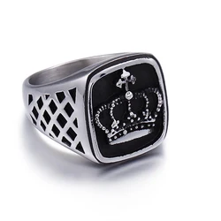 Imperial Crown Ring for Men Classic Stainless Steel Male Ring Quality Titanium Wedding Ring