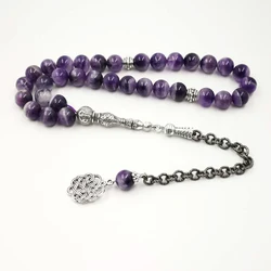 Natural Amethysts Tasbih New Style Metal tassel Islam bracelets for women rosary Muslim Luxury lady rosary Jewelry gift