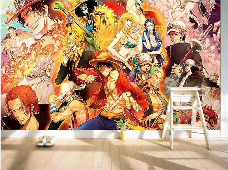 3D Anime Mural One Piece Bedroom Project Wallpaper Cartoon Theme Living Room Tea Shop Wallpaper Retro Bar Cafe Feeling  Mural