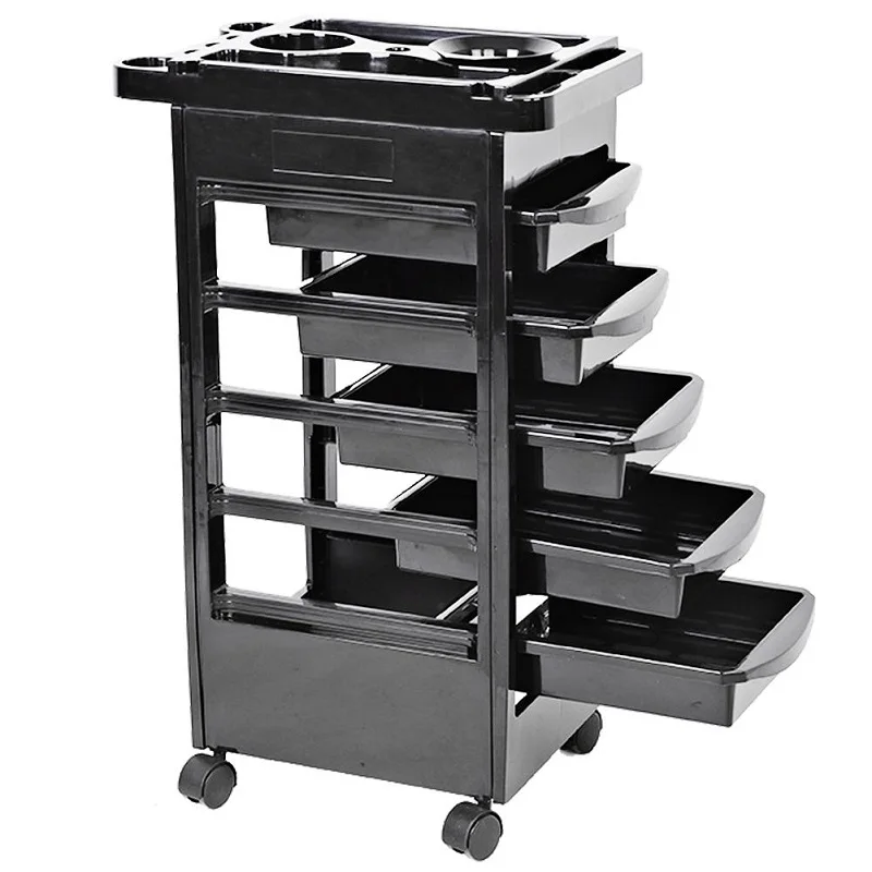 5 Drawers Hair Salon Instrument Storage Cart Adjustable Height Trolley Beauty Tools Multi-functional rack