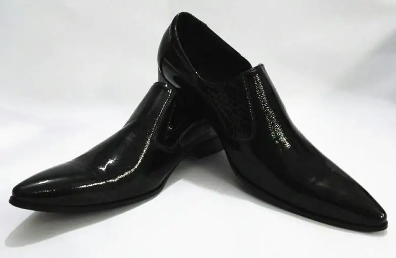 

New Spring Autumn Dress Shoes Man Pointed Toe Business Shoes Men's Flats Oxfords Slip-On Solid Black Leather Men Shoes Casual