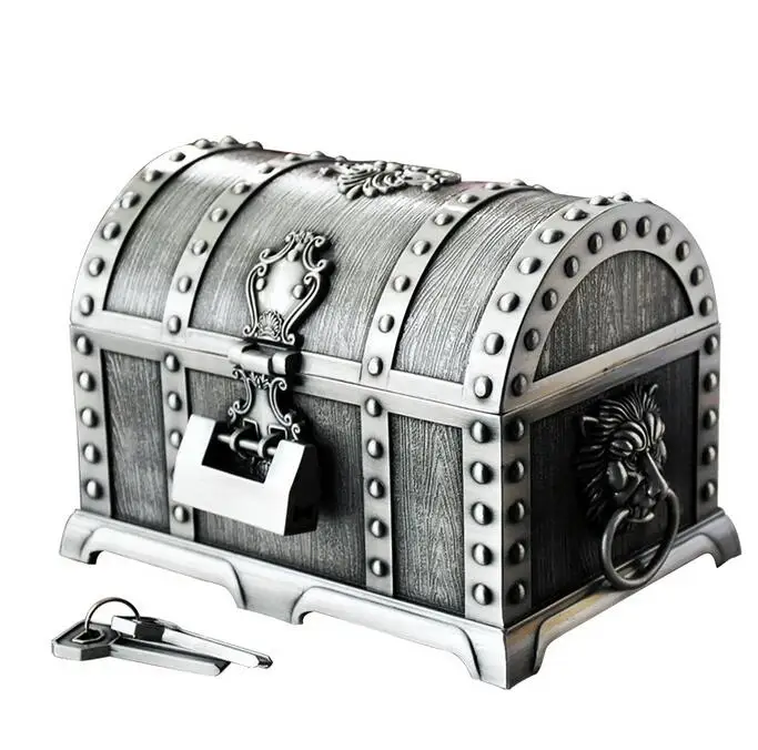 Pirates of the Caribbean Treasure Chest with Lock 2 Layers Vintage Jewelry storage Box Carrying Case Trinkets Packagin Z042
