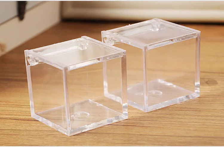 

6x6x6cm Clear acrylic cube box , plastic transparent gift box Wedding gift storage box , plastic jewelry box