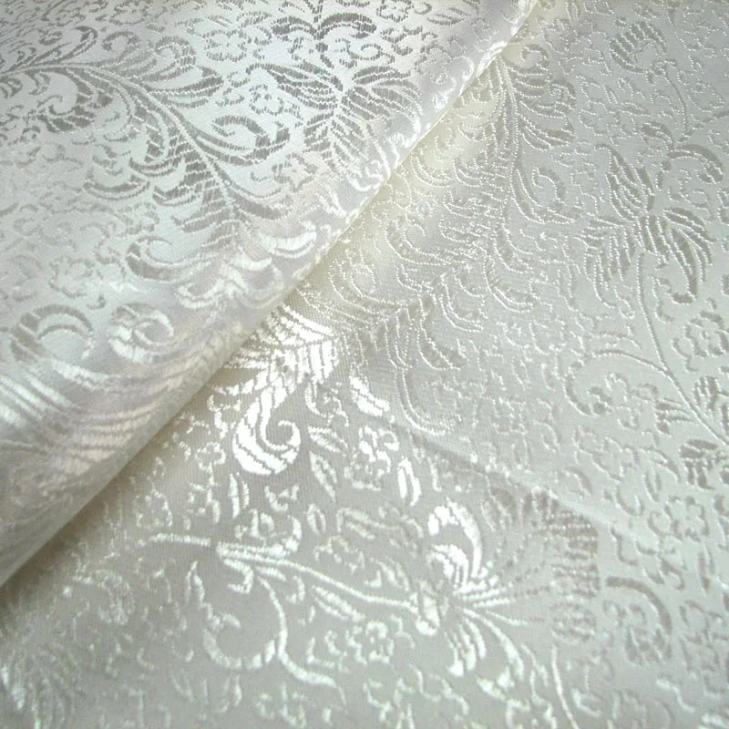 yard dyed white jacquard brocade fabric for wedding ceremony dress cushion cover curtain table cloth patchwork upholstery DIY