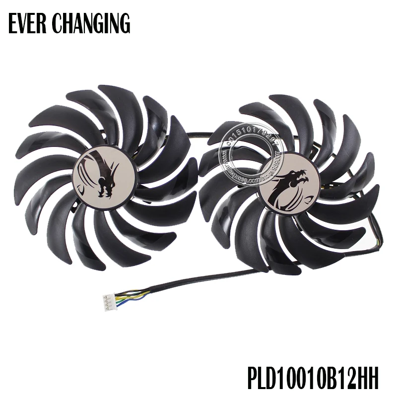 

2PCS/Set PLD10010B12HH DC12V 0.40A 4Pin Graphics Video Card Cooling Fans For MSI GTX1070Ti Titanium 8G Silver dragon