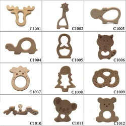 Kissteether 10pcs Safe Teething Baby Teether Cute antlers Design Wooden Animal Shape Toy handmade wooden teether-giraffe teether